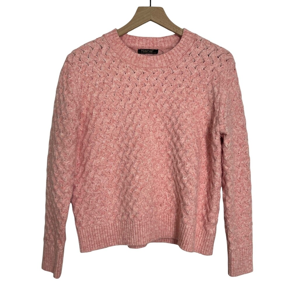 Nana PINK Textured Crossknit Pullover Sweater Size XL/XXL Winter Coquette Fall.